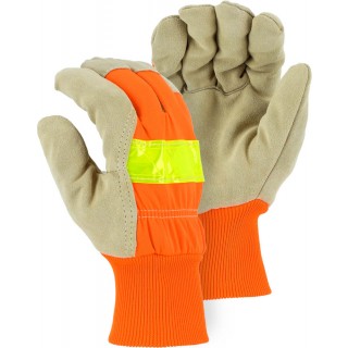 1961 Majestic® Glove Winter Lined Split Pigskin Leather Palm Glove with High Visibility Reflective Woven Back